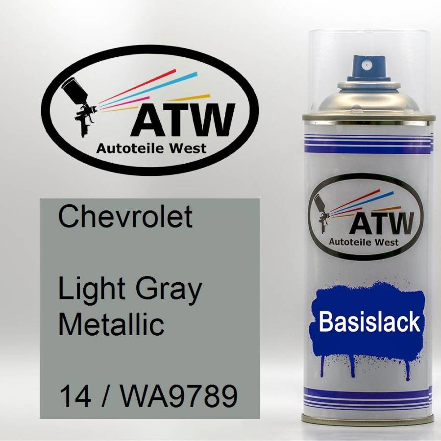 Chevrolet, Light Gray Metallic, 14 / WA9789: 400ml Sprühdose, von ATW Autoteile West.